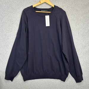 French Connection Pullover Sweater Utility Blue Stretch Cotton Crew Mens XXL NWT